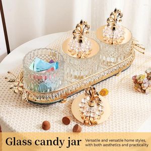 Speicherflaschen 4pcs/Set Middle East Glass Box Muslim Ramadan Geschenk Süßigkeit Food Snack Schokoladen -Jar Tably Home Dekoration Ornament