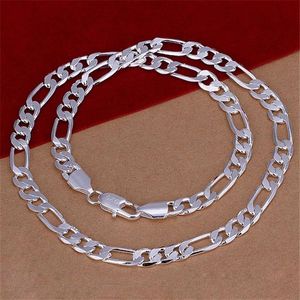 8MM flat horse whip necklace sterling silver plated necklace STSN018 fashion 925 silver Chains necklace factory chri257M