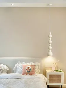 Pendant Lamps Modern And Creative White Bedroom Bedhead Light Living Room Long Line Restaurant Balcony Decoration