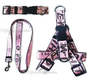 Step in Designer Dog Harness and Leashes Set Classic Letters Pattern Dog Collar Leash Safety Belt for Small Medium Large Dogs Cat 7338118