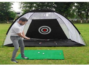 Golf träffar bur inomhus 2m golfövning nät tält trädgård gräsmark övning tält golf träning utrustning mesh matta utomhus sväng 26196973