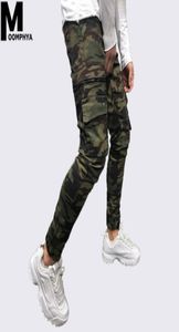 Moomphya 2019 New Camo Pocket Skinny Jeans Men Streetwear Hip Hop Zipper Camoflage Men Jeansスタイリッシュな貨物パンツBiker1241128