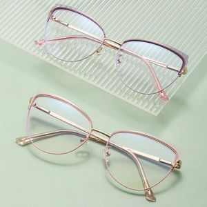 Sonnenbrille, Metallfederbein, Katzenbrillenständer, blaues Licht blockierend, mit Nahsichtrahmen, TR90, einfacher Trend für kleines Gesicht