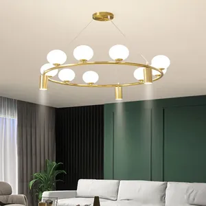 Chandeliers Nordic Round LED Chandelier Glass Ball Gold Pendant Lamp Restaurant Kitchen Living Room Lights Decoration Home Decorations Decor