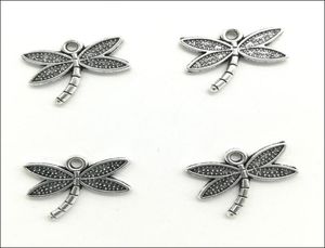 100st Lot Dragonfly Alloy Charms hängen Retro smycken gör DIY Keychain Ancient Silver Pendant för armbandörhängen 14x18M9102123
