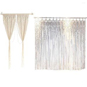 Curtain Country Style Macrame Curtains Creation Sekretess Semi Sheerness Hand Woven Door Window för heminredning (90 x 180 cm)