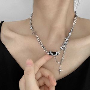 2024 DESIGNERS New minority design winding black cross splicing Necklace men's and women's advanced disco titanium steel clavicle chain fashion