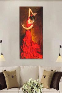 Porträtkunstfigur Ölgemälde Flamenco Spanische Tänzerin handgemachtes abstraktes Frauen-Leinwandbild für Schlafzimmer Hohe Qualität2823890