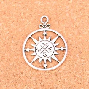 34pcs Antique Silver Plated compass Charms Pendants for European Bracelet Jewelry Making DIY Handmade 36 27mm216U