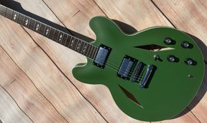 Full Hollow 335, Matte Green, Silver Accessory, Customized Fingleboard, Signed, Lightning Package