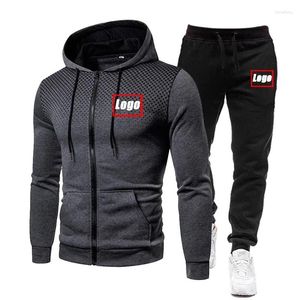 Tracksuits masculinos logotipo personalizado homens tracksuit seu próprio design marca texto hoodies e sweatpants moda casual outfits outono masculino 2 peças conjunto