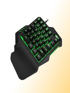 Tastiera da gioco cablata a una mano Tastiera USB professionale da tavolo retroilluminata a LED per mano sinistra ergonomica con Wirst per giochi3699018