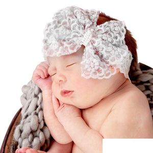 Stirnbänder Spitze Elastische Kopfbänder Schmetterling Bogen Knoten Weiß Baby Mädchen Stirnbänder Haarband Kapuze Headwrap Modeschmuck Will Dhgarden Dh89A