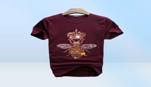 Homens de luxo diamante design abelha tshirt moda tshirts homens engraçado camisetas marca algodão topos e tees1082692