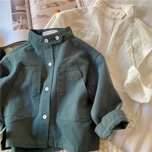 Children's Shirt 12M 7Y Boys' Spring Autumn Solid Standing Collar Baby Top Coat 231227