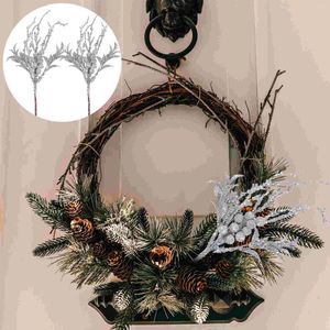 Dekorative Blumen 2 PCs Bouquet Weihnachtsbaumdekoration von künstlich gefälschten Pick -Plastik -DIY -Stiel