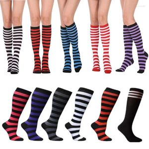 Women Socks Fashion Striped Ladies Stockings Sexy Nylon Knee High Outdoor Breathable Cotton Knit Warmers Sock Gifts Wholesale