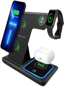 15W 3 em 1 Estação de carregamento de carregamento sem fio Compatível para iPhone Watch AirPods Pro Qi Carregador rápido rápido para Cell Smart Mo1401842