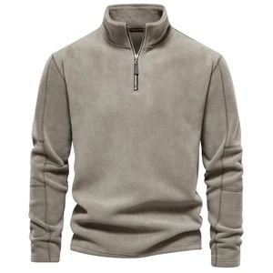 Herbst Winter Verdicken Warme Fleece Jacke für Männer Zipper Neck Pullover Qualität männer Sweatshirt Weiche Herren 231228