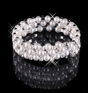 2020 Faux Pearl Crystal Bracelet Bridal Jewelry Wedding Accessories Lady Prom Evening Party Jewery Bridal Bracelets Women 4405394