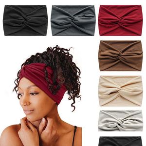 Haarschmuck Mode Frauen Yoga Stirnbänder Kopf Wrap Haarband Elastische Breite Kreuz Turban Stretchy Mädchen Damen Gym Sport Einfache Plai Dh1Qn