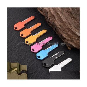 10 färger Mini Folding Knife Party Favor Outdoor Saber Pocket Fruit Mtifunctional Keychain Knives Swiss Self-Defense Drop Delivery DHAZ0
