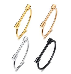 4 Color Cuff BangleShape Bar Screw Shackle Horseshoe Bracelet Stainless Steel Jewelry For Men Women Unisex Fashion Gifts25328312903