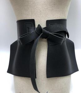 Paski kobiety Peplum Pasek Kobieta Spódnica skórzana talia moda pu Black Bow szeroka wiązki sukienki Projektowanie pasa 1302105
