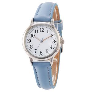 Klare Zahlen Zifferblatt feines Lederarmband Quarz Damenuhren einfache elegante Studentenuhr 31 mm Durchmesser weibliche Armbanduhren326z