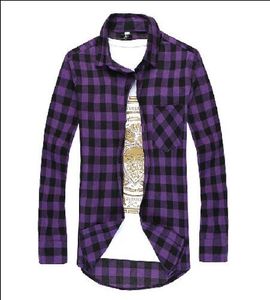 NYHET MEN039S Långärmad flanell Casual Plaid Shirt Men Checkered Dress Shirts Slim Stylish Fashion 3469389