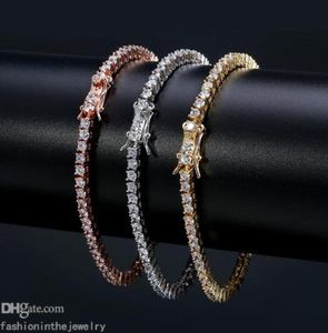 Designer Armband Diamond Tennis Armband For Women Luxury Jewelry Gift 3 4 5 6 MM 7 8 tum Fashion Zircon Link Chain Bangles Men6966166