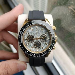 Złoty chronograf męski zegarek Dhgate Watches Automatyczny ruch kwarcu Super długi rezerwowy STRONY STRONNY STOPOWANIE 223J