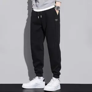 Men's Pants Regular Fit Men Cozy Winter Ankle-banded Warm Soft With Pockets Elastic Waist Mid Plush For