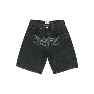 Y2K herrhiphop broderad denim Sweatpants 2023 sommar ny haruku mode casual punk rock goth män shorts