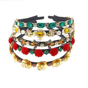 Neue Perle und Strass Braut Haarband Rose Biene Floral Jeweled Kopf Band Schmuck Dünne Edelstein Edelstein Stirnband Diamant Haarband292Q