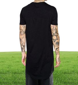 Neue Kleidung Herren schwarzer langer T -Shirt Reißverschluss Hip Hop Longline Extra Long Länge Tops T -Shirts für Männer hohe T -Shirt7014119