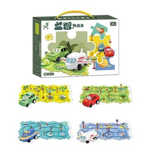 Diy montagem carrinho elétrico quebra-cabeça pista carro brinquedo reutilizável construção pistas brinquedos presente para 3 anos de idade meninos meninas crianças 231228