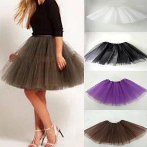 Skirts Adult Girl Three Layered Ballet Dance Tutu Skirt Classic Solid Color Half Mesh Mini Pleated Dress Elastic Party Petticoat