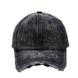Men Women Distressed Jean Hat Unstructured Baseball Caps Washed Denim Plain Six Panel Dad Black Brown Pink Blue 231228