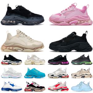 Designer 17FW Triple S Men Women Shoes Casual Sneakers Plataforma Tan Clear Clear Black White Grey Vermelho Pink Pink Blue Royal Neon Green Mens Sport Shoe Shoe Shoe 36-45