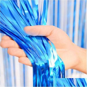 Party Decoration 3X1M Mti Colors Metallic Foil Fringe Door Curtains Tinsel Decor For Birthday/Wedding Party Po Booth Backdrop Za5492 D Dhos1