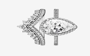 925 Sterling Silver Tränenring Ring CZ Diamond Passt Originalbox Eheringe Set Ladies Engagement Jewelry7168117