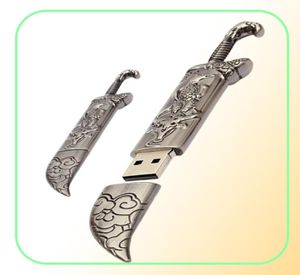 Verklig kapacitet 16GB128GB USB 20 Metal Sword Model Flash Memory Stick Storage Thumb Pen Drive9553040