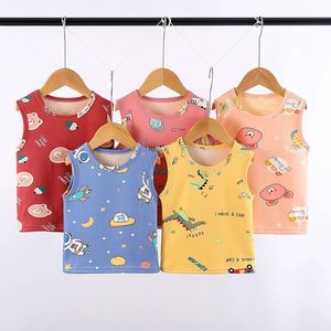 Kinder Thermo-Unterwäsche Tops für Jungen Mädchen Kinder warme Baumwollweste Herbst Winter Cartoon dicke T-Shirts ärmellos weich 231228