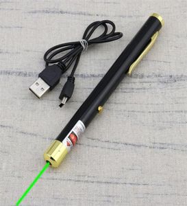 BGD 532NM GRÖN LASER POINTER PEN Byggd inladdningsbart batteri USB -laddning Lazer Pointer för kontor och undervisning336D5447131