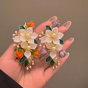 Neue Faux Pearl Flower Side Hair Clips für Frauen Mädchen Perlenlegierung Haarnadeln Kopfbedecke elegante Barretes Hochzeitshaarschmuck