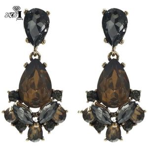 Yayi Jewelry New Brown Glass Gray Rhinestone Dangle Crystal Earring Women's Fashion Anding Gold Gold Gem Earrings 1165306p