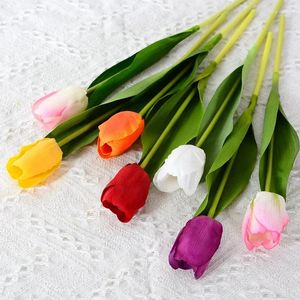 Fiori decorativi a mano sentirsi idratare per tulipano artificiale fiore di casa decorazione di nozze per bouquet ornamenti