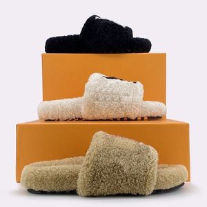 2024 Luxury Designer Womens Fluffy Slipper Top Quality Winter Keep Warm Indoor Office Fur Casual Shoes Famous Ladies Furry Fuzzy Tisters Flats