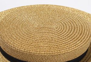 FashionWoven Widebrimmed Hat Gold Metal Bee Fashion Wide Straw Cap Parentchild Flattop Visor Woven Straw Hat4315817